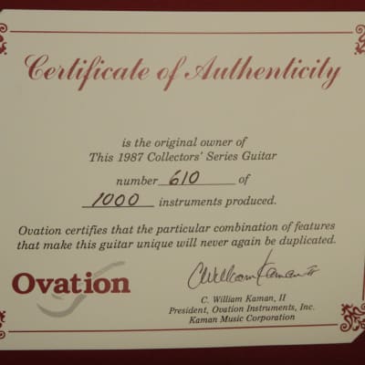 1987 Ovation '87 Collector's Series with certificate of authenticity image 25