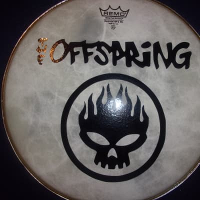 The Offspring  2 decal with skull on fire  design band logo black design on a Remo 14" drum head image 1