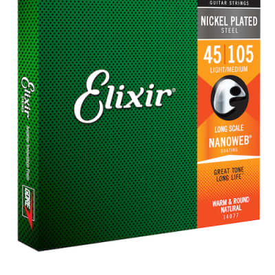 Elixir 14077 Nanoweb Coated NPS Bass Guitar Strings; gauges 45-105 image 1
