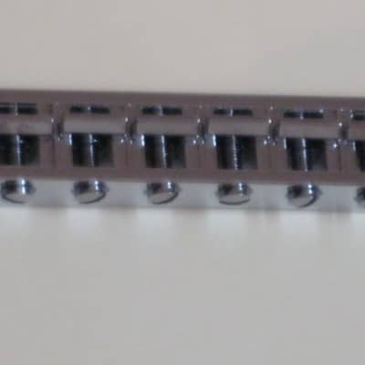 new very near A+ (NO packaging) genuine Gibson Nashville Tune-O-Matic Bridge Chrome: bridge + saddles and height adjustment mounting pieces (NO anchors) image 7