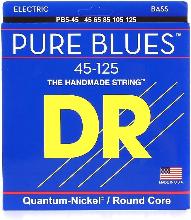 DR Strings PB5-45 Pure Blues Quantum-nickel/Round Core Bass Guitar Strings - .045-.125 Medium 5-string image 1