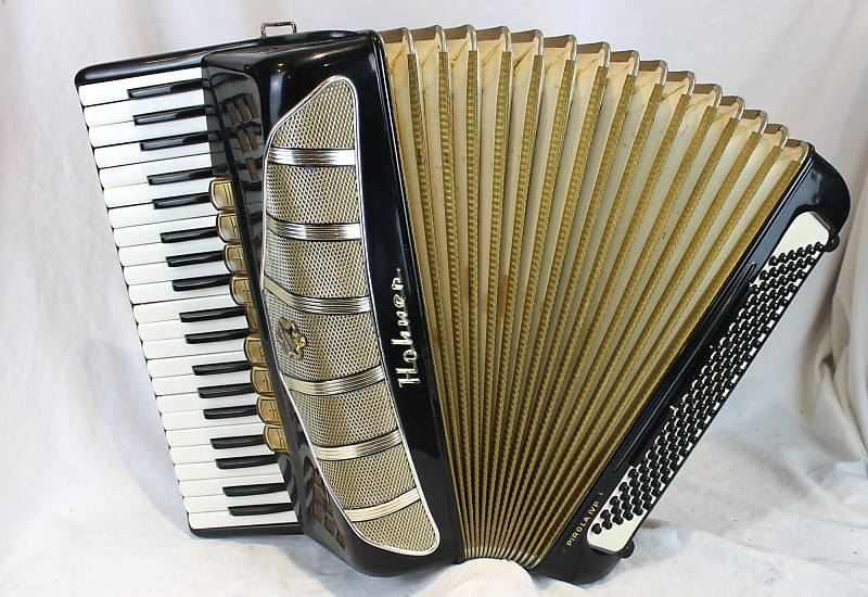 6782 - Black Hohner Pirola IVP Piano Accordion LMMH 41 120 | Reverb