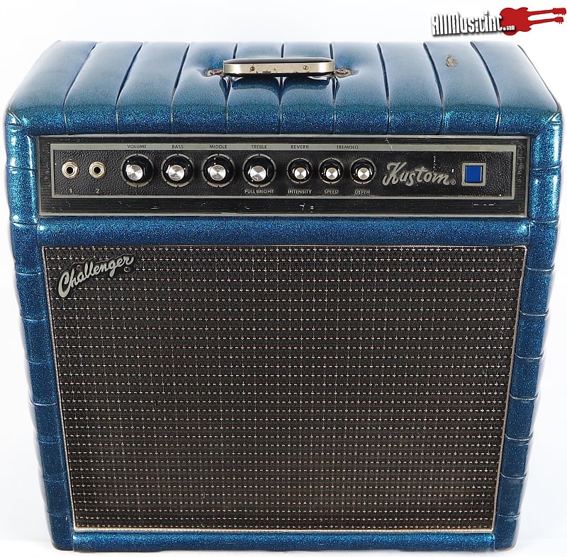 Vintage Kustom Challenger Tuck & Roll Blue Sparkle Guitar Reverb