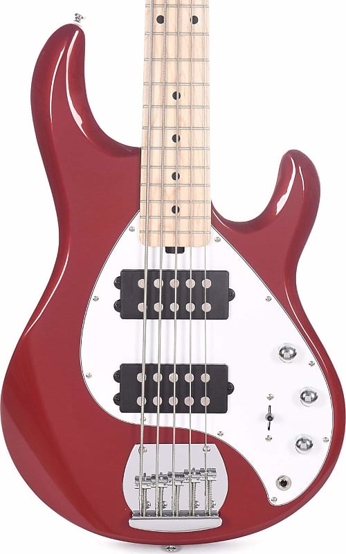 Sterling RAY5HH StingRay5 HH 5-String Bass Guitar, Candy Apple Red image 1