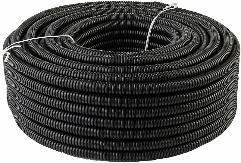 MK Audio 50' Feet 1/4 Black Split Loom Wire Flexible Tubing Wire Cover for Various Automotive, Home, Marine, Industrial Wiring Applications, etc.