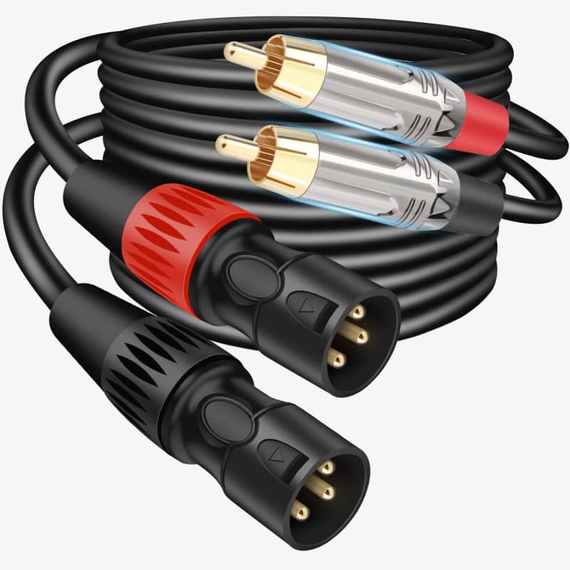 TISINO Dual RCA to XLR Cable, 2 RCA to 2 XLR Male HiFi Stereo Audio  Connection Microphone Cable Wire Cord Path Cable - 6.6 Feet