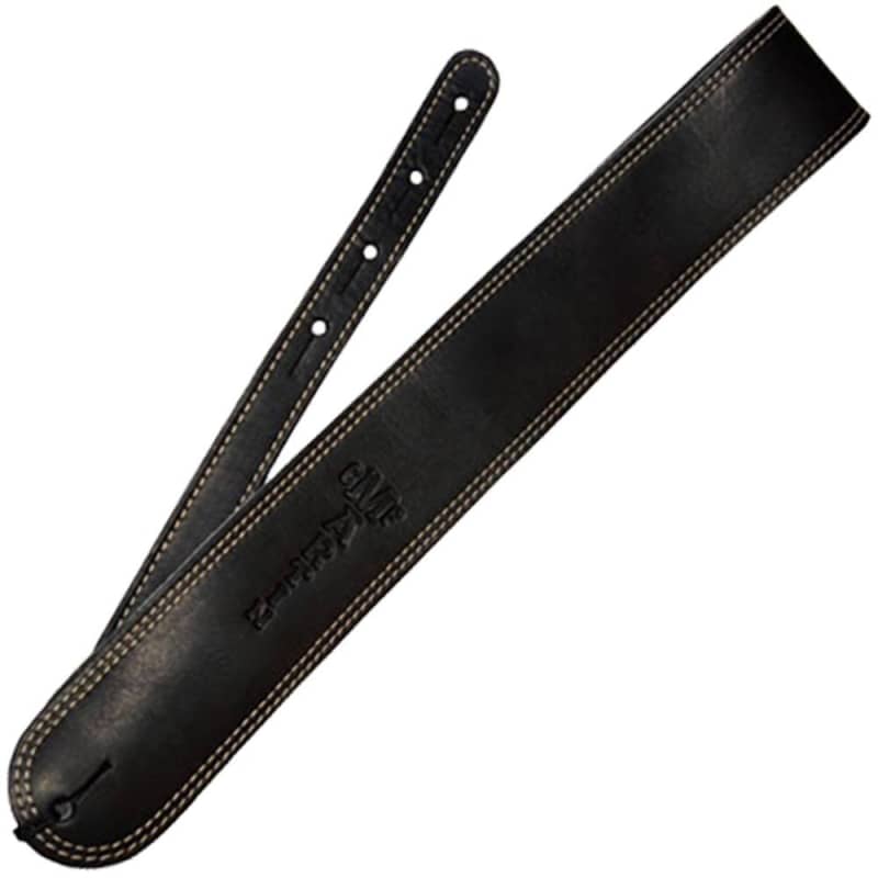 2.5” Black with Black Pleated Leather Guitar Strap - Perris Leathers
