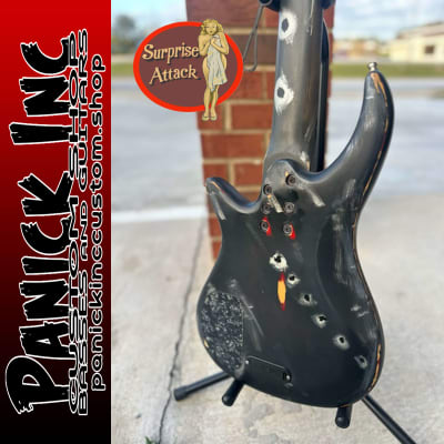 Panick Inc Custom Shop Surprise Attack 5 String Custom Bass 2023 - Hand-painted Custom Relic Bunker Grey Bomber Finish image 10