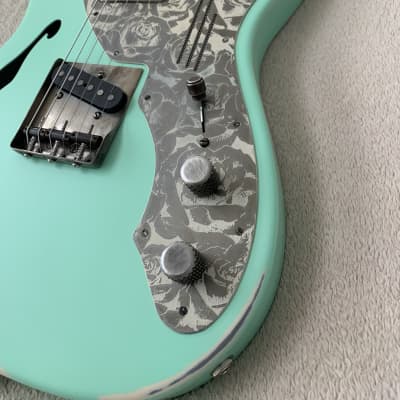 James Trussart Deluxe SteelCaster in Surf Green on Cream w/ Roses image 10