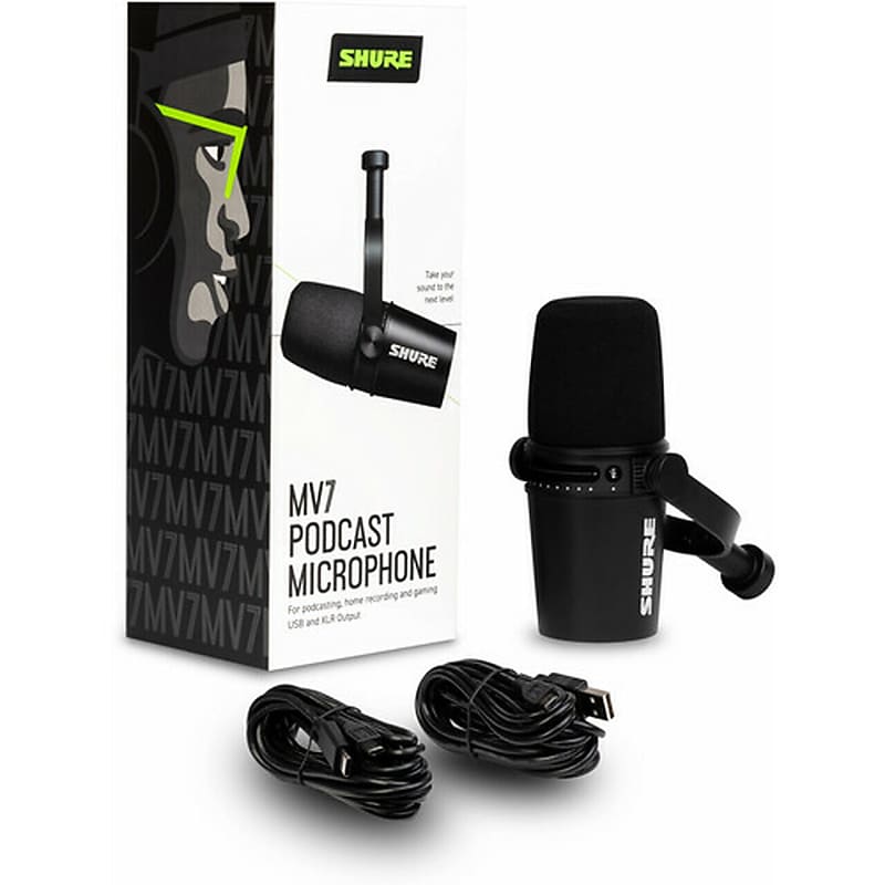 Shure MV7 Dynamic USB Podcast Microphone 2020 - Present - Black image 1