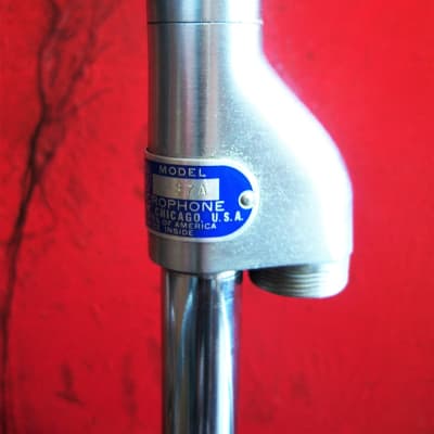 Vintage 1940's Shure 737A crystal super cardioid microphone Satin Chrome w short cable # 2 image 11