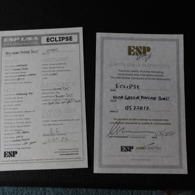 ESP Eclipse Singlecut FM CH 2022 - Satin Neon Green Reverse Burst 012 image 3