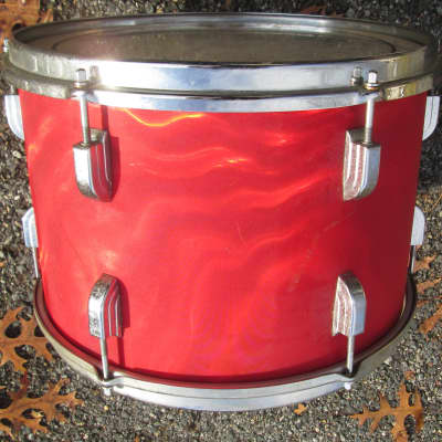 RARE Leedy (Slingerland) LEEDY  CHICAGO  Red Satin Flame 13" RIDE TOM Drum 1965 Red Satin Flame image 5