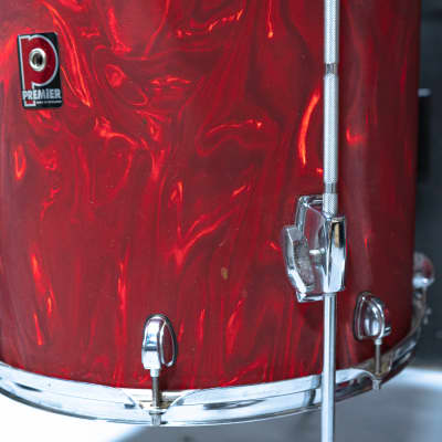 Premier 5 Piece England Drum Kit - 22 / 16 / 14 / 13 / 12 - Red Satin Swirl image 11