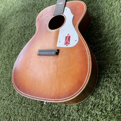 Barclay Parlor  1960s - Red Sunburst Made in USA Harmony Acoustic Parlor image 4