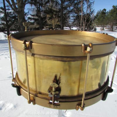 ENGRAVED MAY 30TH,1876 BRASS SNARE DRUM 1876 24k Gold-Plated image 1