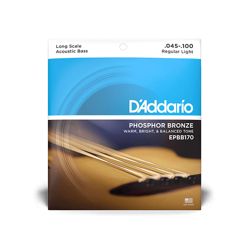 D'Addario EPBB170 45-100 Regular Light, Long Scale, Phosphor Bronze Acoustic Bass Strings image 1