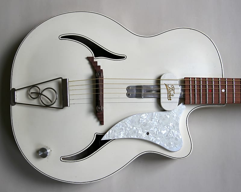 1958 Famos Art-Deco Jazz Thinline (Gibson ES-275 model) - White - Restored and upgraded image 1