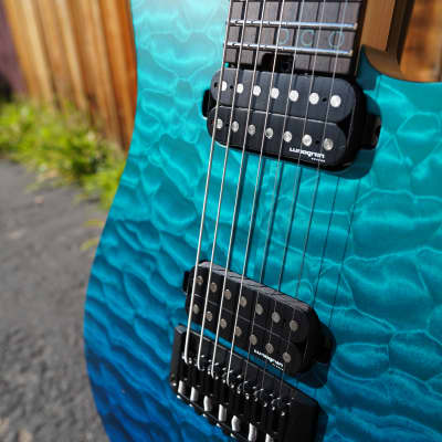 Schecter USA CUSTOM SHOP Keith Merrow KM-7 Hybrid  - Blue Green Fade 7-String Electric Guitar w/ Black Tolex Merrow Case (2023) image 6