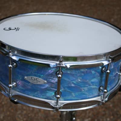 C&C Custom Drums abalone  5x14 snare drum  maple shell.  excellent condition. rare image 5