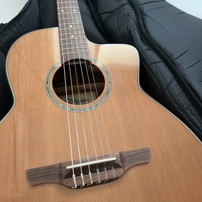 Takamine Classical Cutaway Acoustic Guitar with preamp, electric-profile slim neck image 22