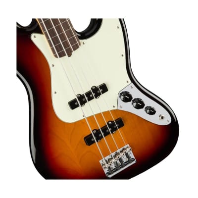 Fender American Professional Jazz Bass Fretless Guitar,  Slim C  Neck, Rosewood Fingerboard, Gloss Polyurethane, 3-Color Sunburst image 12