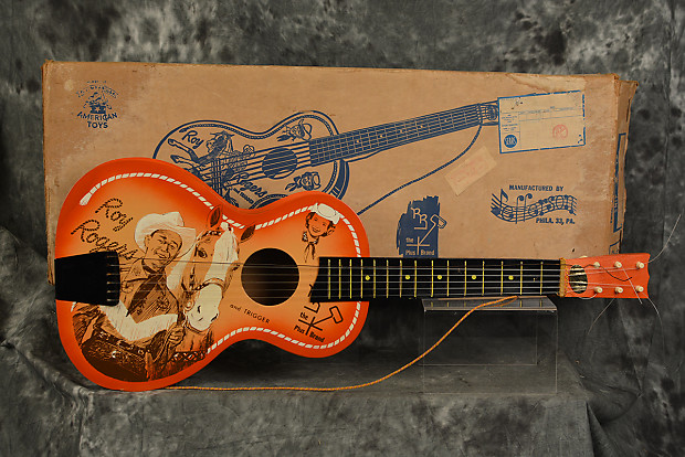 Jefferson Roy Rogers Trigger Cowboy Toy Guitar 1963 Nice Shape w Original  Box Included