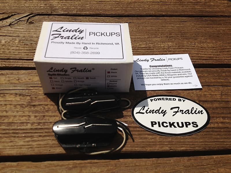 Lindy Fralin Blues Tele Split Blade Pickup Set - Black Covers Medium Radius