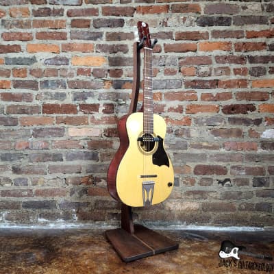 Silvertone "Atomic" Parlor Acoustic Guitar w/ Goldfoil Pickup & Rubber Bridge (1960s, Natural) image 11