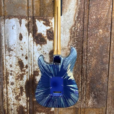 Fender FSR Splattercaster Standard Stratocaster 2003 Midnight Blue Swirl over Olympic White (Used) image 7