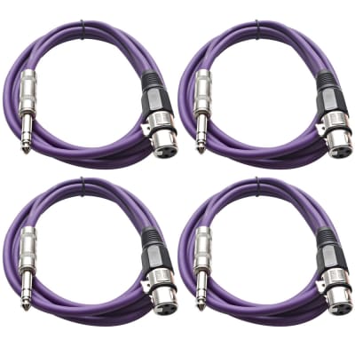 4 Pack of 1/4 Inch to XLR Female Patch Cables 6 Foot Extension Cords Jumper - Purple and Purple image 1