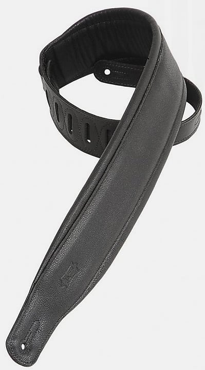 Levys PM32 3 inch Leather Garment Leather Guitar Strap - Black image 1