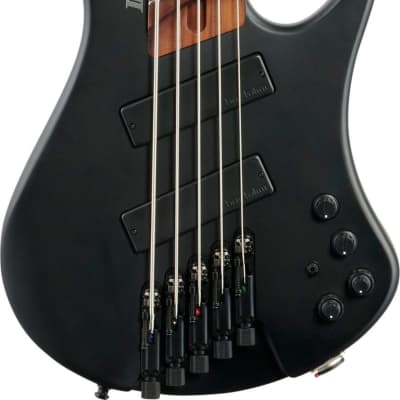 Ibanez EHB1005MS Ergonomic Headless 5-String Multi-Scale Bass, Black Flat w/ Bag image 2