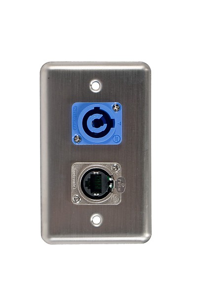 OSP D-2-1E1PCA Duplex Wall Plate with 1 Tactical Eternet and 1 PowerCon A Connector image 1