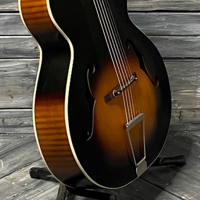 Used Kay 1950's Archtop Acoustic Guitar with Gig Bag- Sunburst image 3