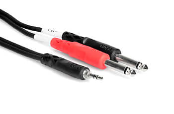 Hosa CMP-153  -  3.5mm (1/8") Stereo (AUX) to Dual 1/4" Breakout Cable, 3ft image 1