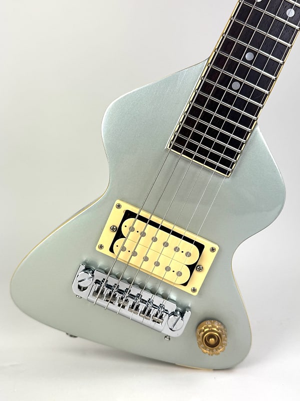 Erlewine Chiquita Travel Guitar, "Inca, Luna or Frost?" 1990 - Silver/Blue image 1