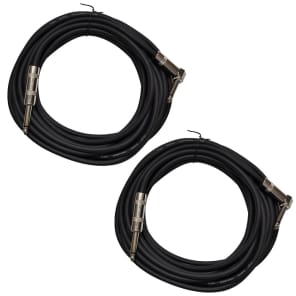 Seismic Audio SAGC20R-BLACK-2PACK Straight to Right-Angle 1/4" TS Guitar/Instrument Cables - 20" (Pair)