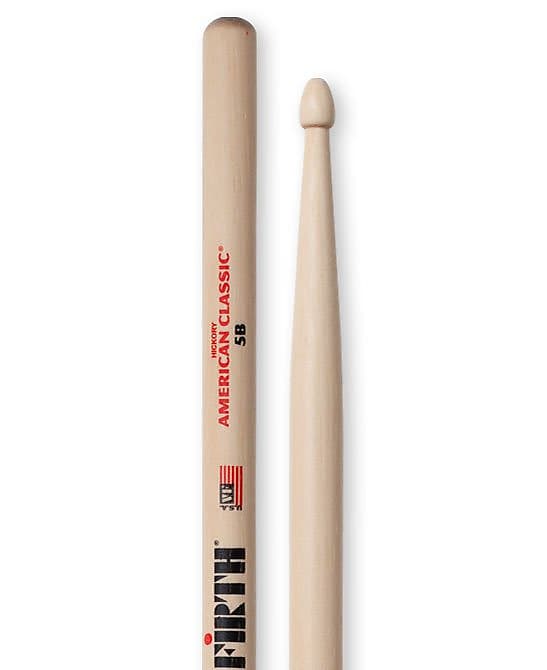 Vic Firth 5B 1 Pair of American Classic 5B Drumsticks with Wood Tear Drop Tip image 1