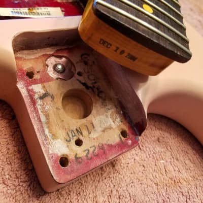 American Fender Stratocaster Standard  Shell Pink Over Candy Apple CS Fat 50's image 25