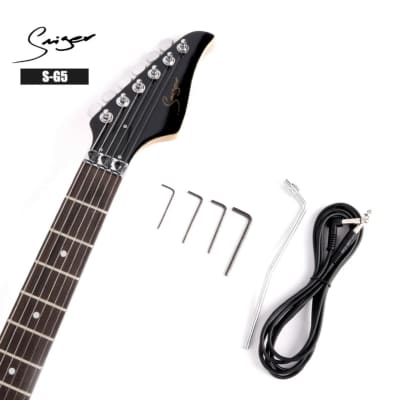 Smiger SG5TB Beginner Electric Guitar Starter Kit with Practice Amp 2023 - Black Burst & Painted Tb Orange image 5