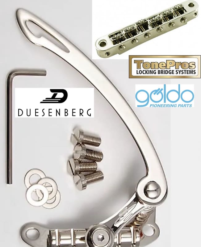 OUR BEST Duesenberg/Goldo LES TREM II Nickel Bolt-On Tremolo W/ Tonepros  (Or ABR-1) Roller Bridge 4 StopTail guitars