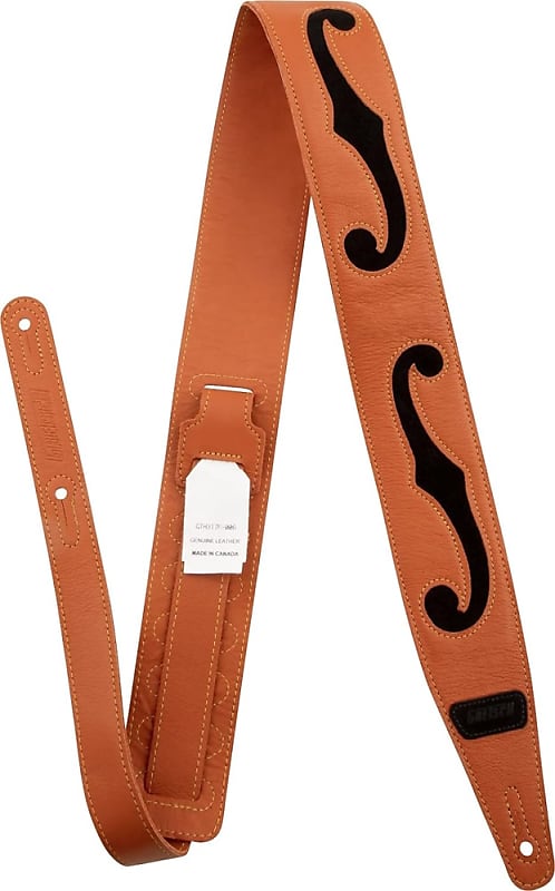 Gretsch F-Holes Leather Guitar & Bass Strap - Orange and Black image 1