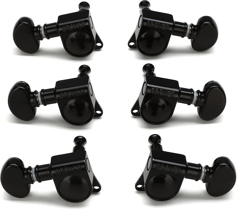 Grover Mid-Size Rotomatic Tuners - 3+3 - Black Chrome | Reverb