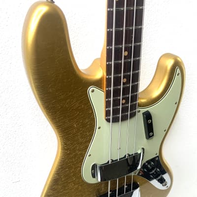 Fender Fender Custom Shop '63 Jazz Bass Journeyman - Aged Aztec Gold w/ Matched Headstock image 8