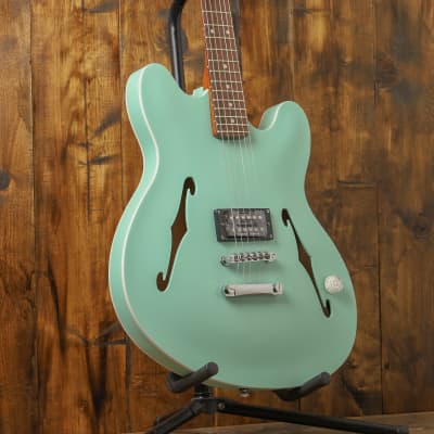 Fender Delonge Starcaster RW Chrome Hardware - Satin Surf Green for sale