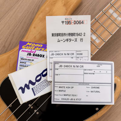 Moon JB-248OX Jazz Bass Ash Body, Natural w/ Bartolini XTCT & OXALIS VJB-4 pickups, Japan image 15