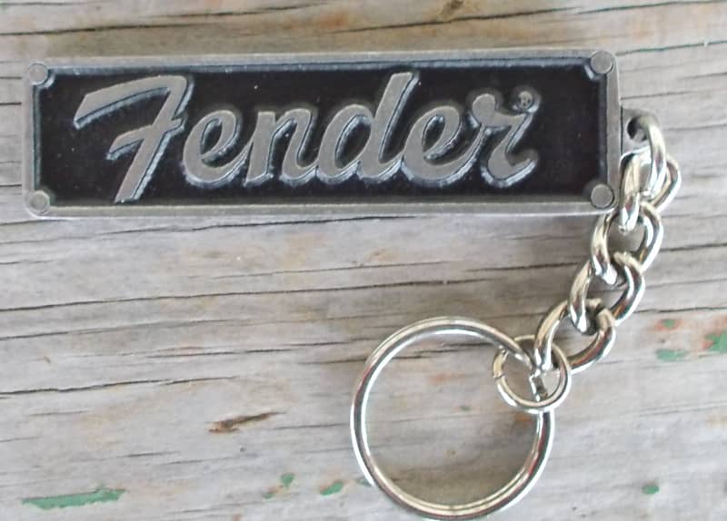 FENDER Tweed Amp Logo Keychain Black and Silver Reverb