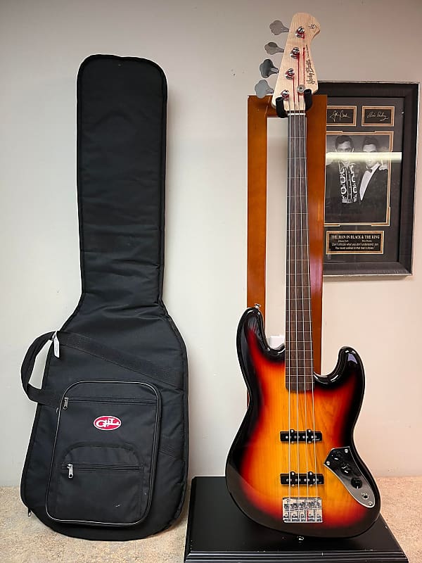 Harley Benton JB40FL 3Tone Sunburst Fretless Electric Reverb