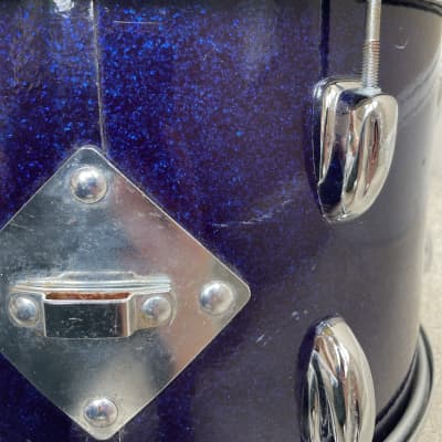 Slingerland  13” Mounted Tom Drum w Brass Hoops 60s Sparkling Blue Pearl image 9
